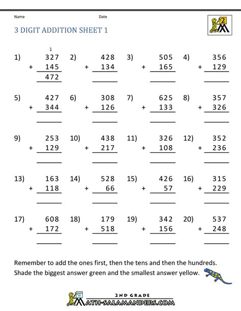 Addition with Carrying (Regrouping) 3.